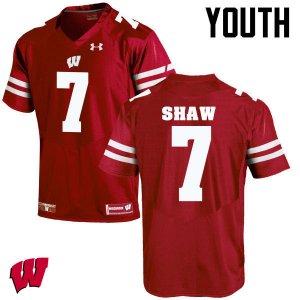 Youth Wisconsin Badgers NCAA #7 Bradrick Shaw Red Authentic Under Armour Stitched College Football Jersey DW31O54YI